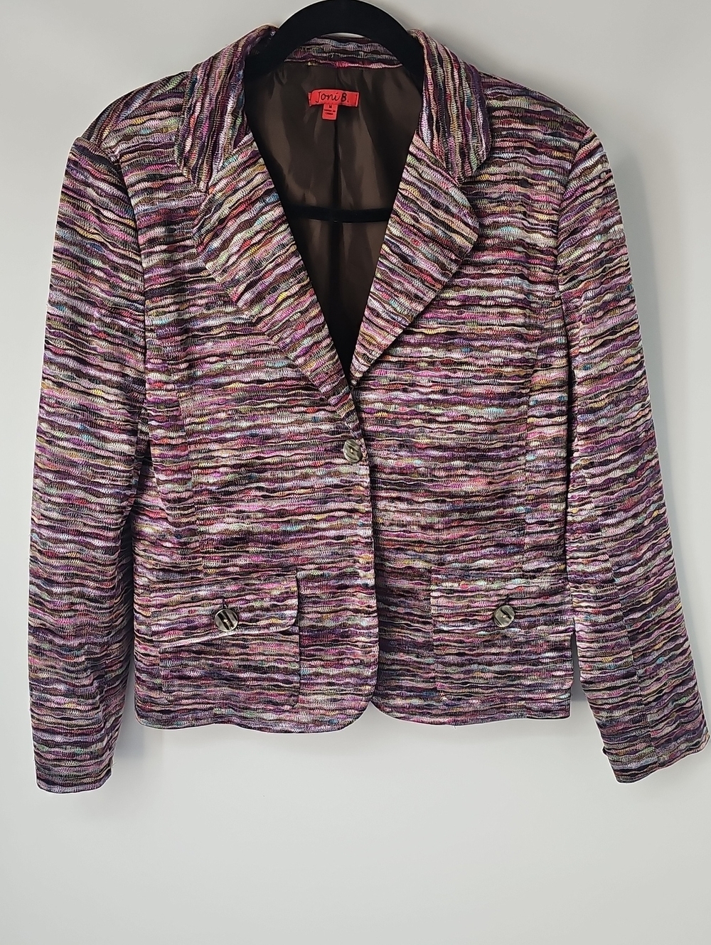 Joni B. Metallic Silk-look Multicolored Lined Blazer Jacket Sz:M Corpcore Office
